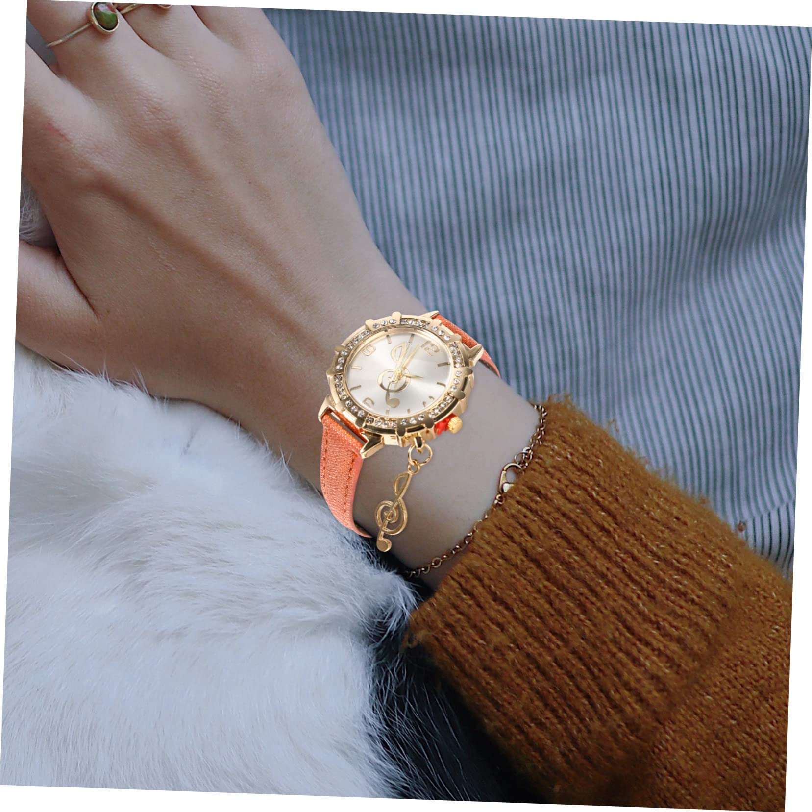 ifundom 3 Piezas Cinturón Reloj De Diamantes Relojes De Mujer Reloj De Pulsera De Mujer Reloj De Pulsera De Metal Relojes De Banda De Cuero Tipo De Movimiento Cuarzo Chica Ropa De