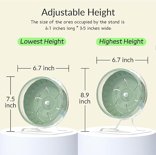 Miniatura 9 de JOUSONTY Rueda silenciosa de hámster de 8.3 pulgadas, animales pequeños para mascotas, juguetes para correr, grande, verde