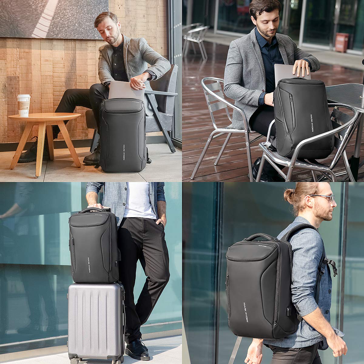 Muzee MARK RYDEN Business Backpack for Men 17.3 Inch with USB Charging Port — Amazon image 4