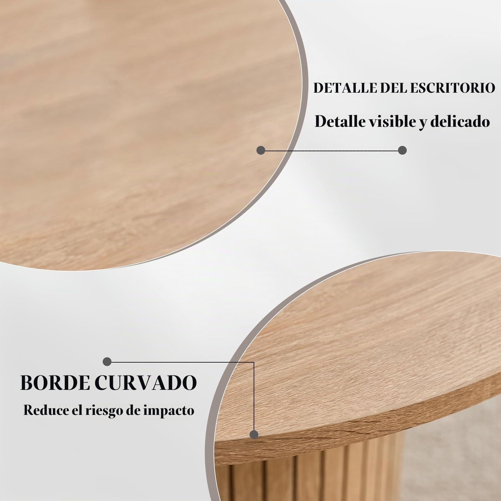 Juego 2 Mesas de Centro Redondas Apilables, Madera Clara | Tablero MDF con Textura de Madera Natural, Fácil Limpieza, Base Cilíndrica Estable, Para Salón, Dormitorio y Cafetería