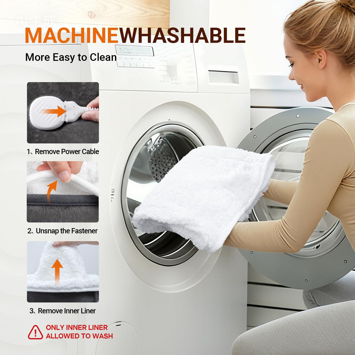 ALLJOY Chauffe-Pieds électrique, Protection Contre la Surchauffe, Coussin Chauffant Rapide pour les Pieds 6 Niveaux de Chauffage, Automatique & Lavable en Machine, Homme et Femme, Cadeaux de Noël