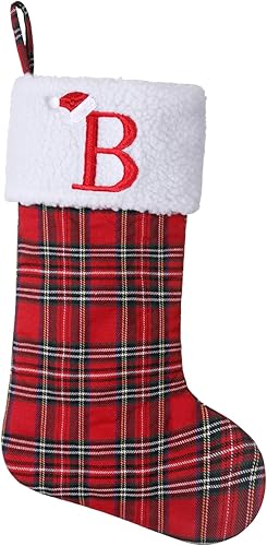 Miniatura 50 de Calcetines de Navidad bordados con monograma inicial de 20 pulgadas, decoración de Navidad, calcetines personalizados, decoración de temporada Negro