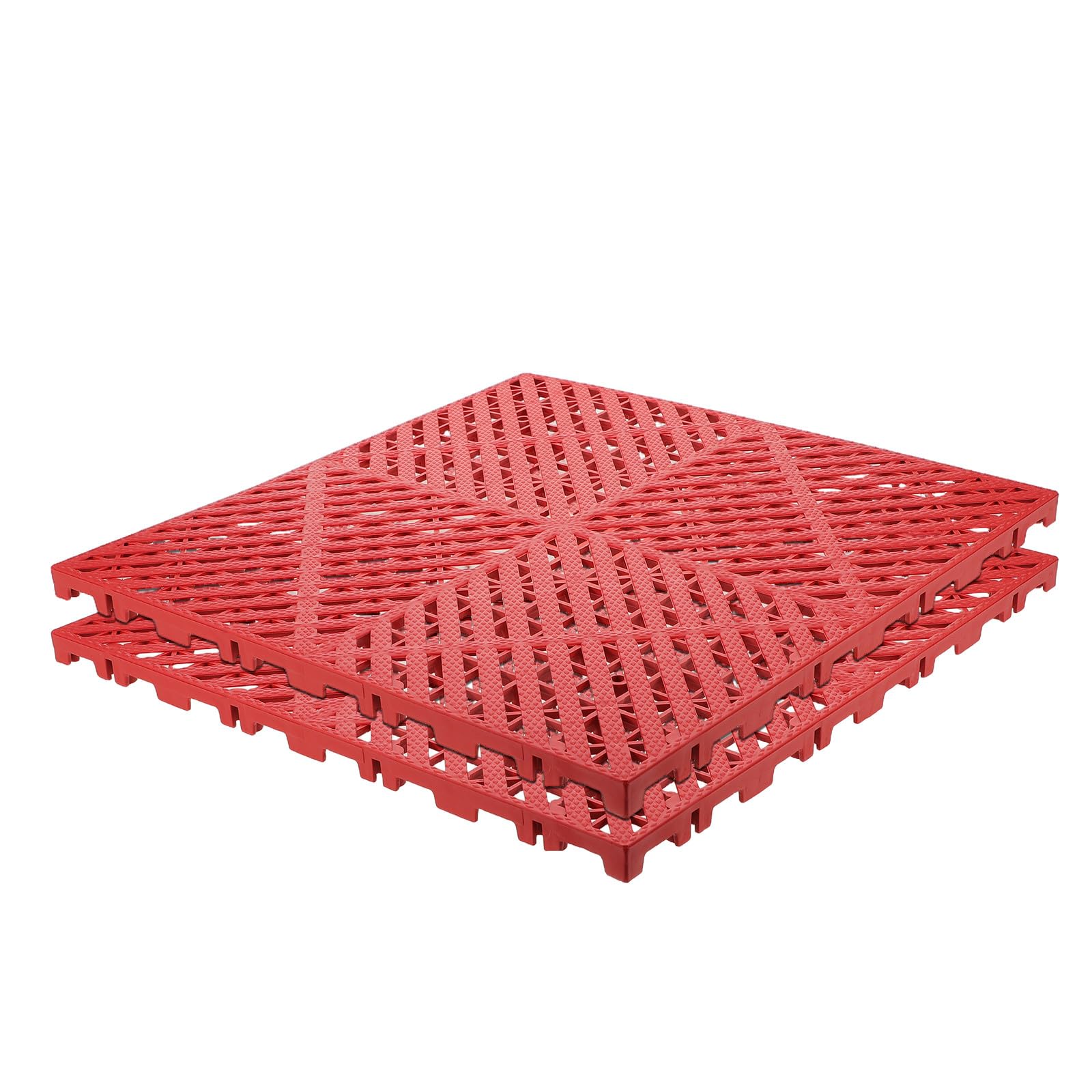 Dalles de sol emboîtables de garage tapis drainage antidérapant rouge - 8