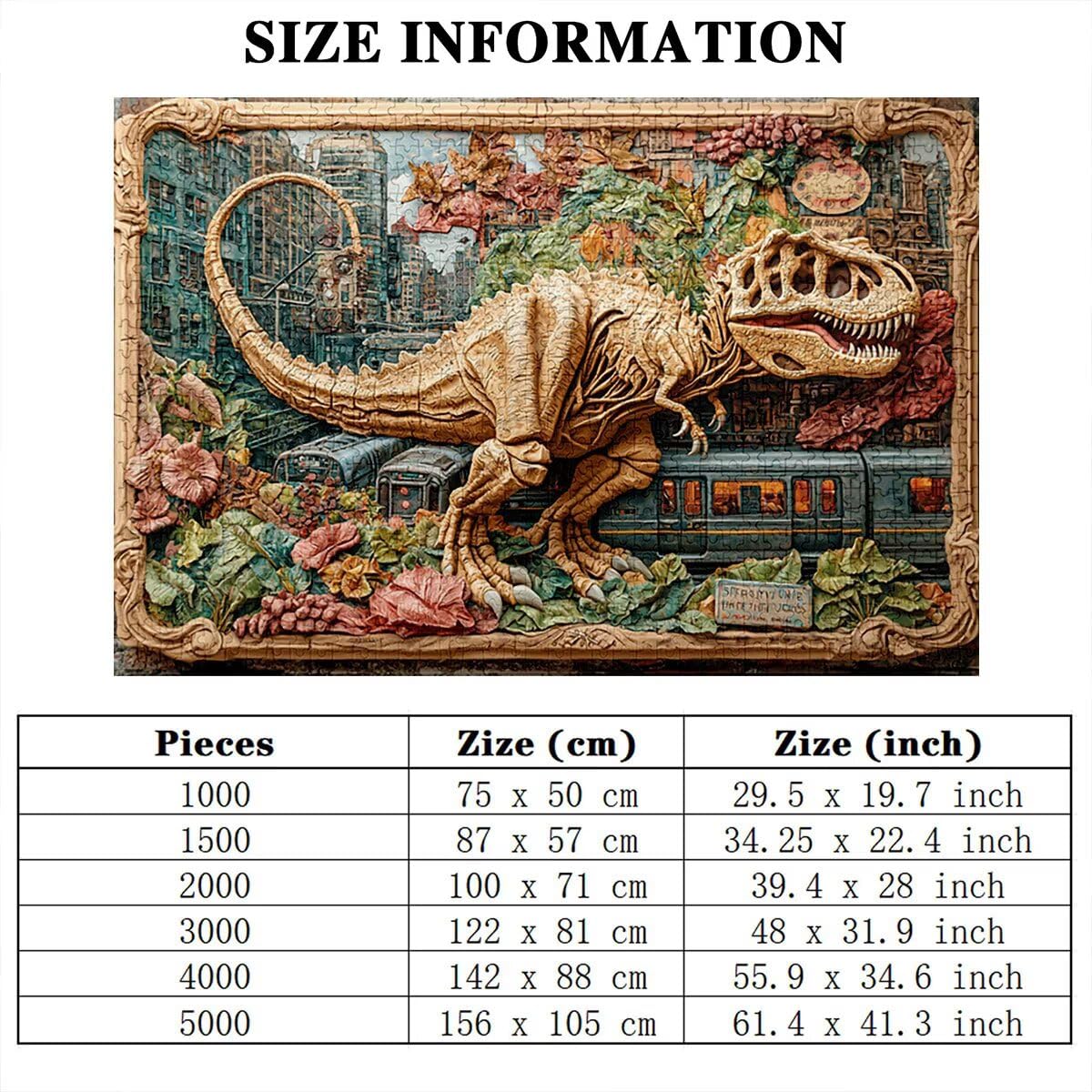 Puzzle 5000 elementów, dinozaury, kwiaty 5000 elementów dla dorosłych, drewniane puzzle dla dorosłych, trudna łamigłówka, gra logiczna dla całej rodziny, drewniane puzzle do dekoracji salonu, prezenty