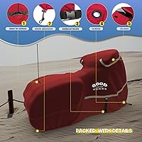 Vista 24 de Rosefray Funda para motocicleta 600D resistente para todas las estaciones, universal, impermeable, protección solar al aire libre, duradera, Negro