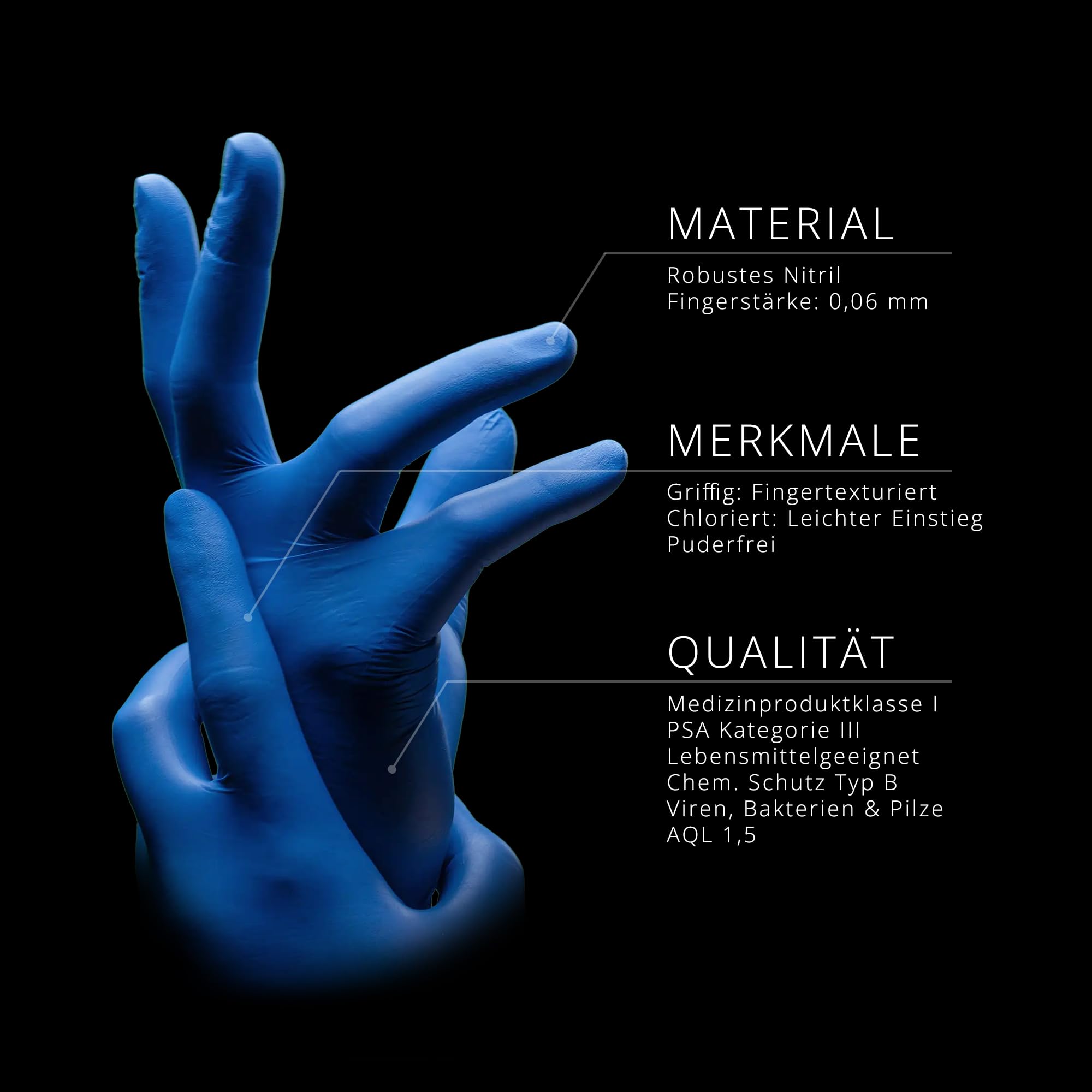 AMPri Guantes de nitrilo azul, 10 cajas de 100 unidades, talla M, sin polvo, azul puracomfort: guantes desechables de nitrilo, guantes desechables en las tallas XS, S, M, L, XL, XXL