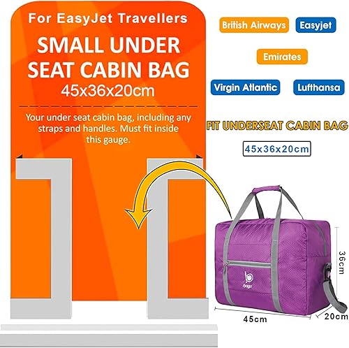 Miniatura 5 de Bago Bolsa de viaje para artículos personales para aerolíneas, se adapta a bolsa de viaje de 18 x 14 x 8 pulgadas, Spirit & Frontier Airlines, bolsa