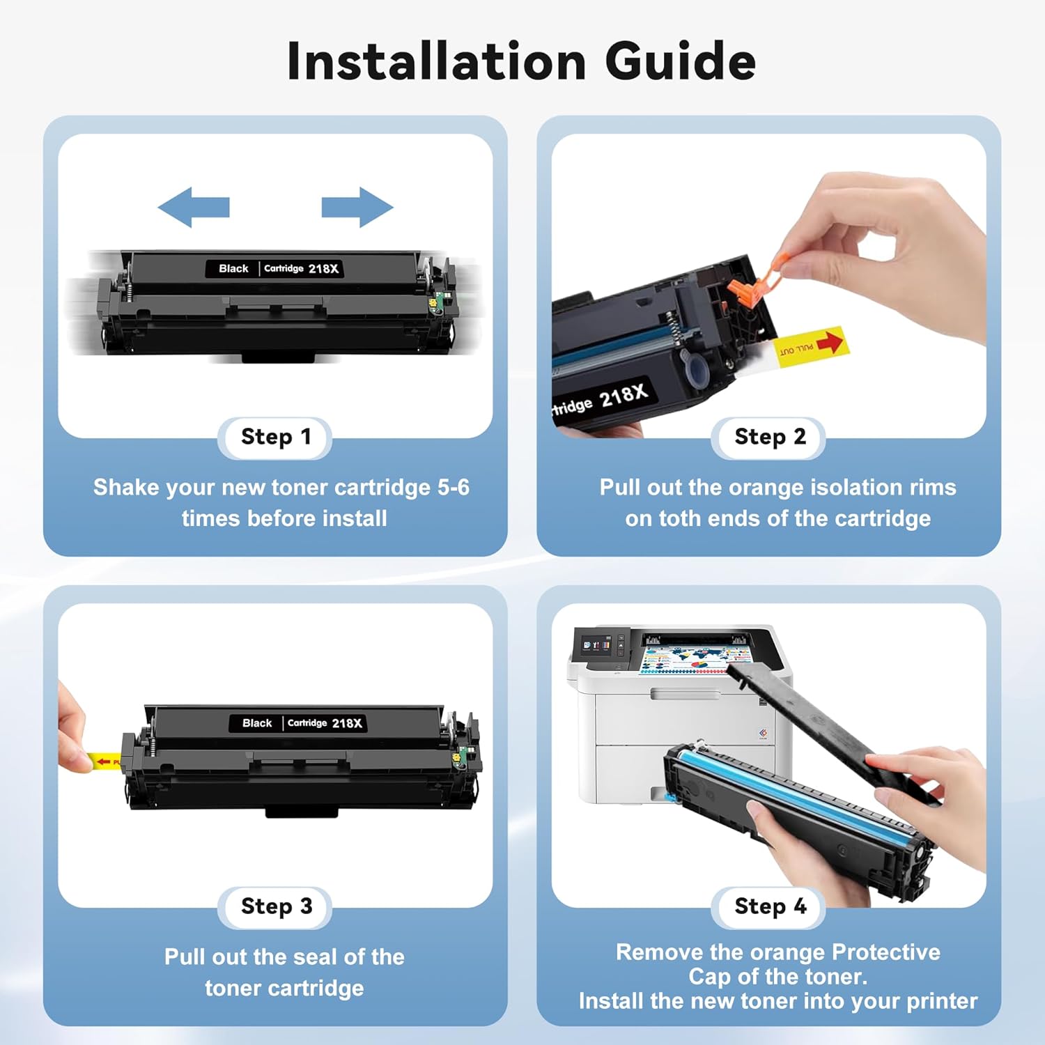 218X Toner Cartridges 4Pack Compatible for HP 218A 218X Toner Cartridge with 218X Toner Color LaserJet Pro 3201dw MFP 3301fdw 3301sdw 3301cdw Printer(Black/Cyan/Yellow/Magenta)