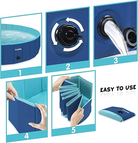 Miniatura 35 de Furrybaby Piscina para perros, piscina para niños con placa dura, plegable para mascotas, piscina plegable para mascotas, portátil, verde, 32