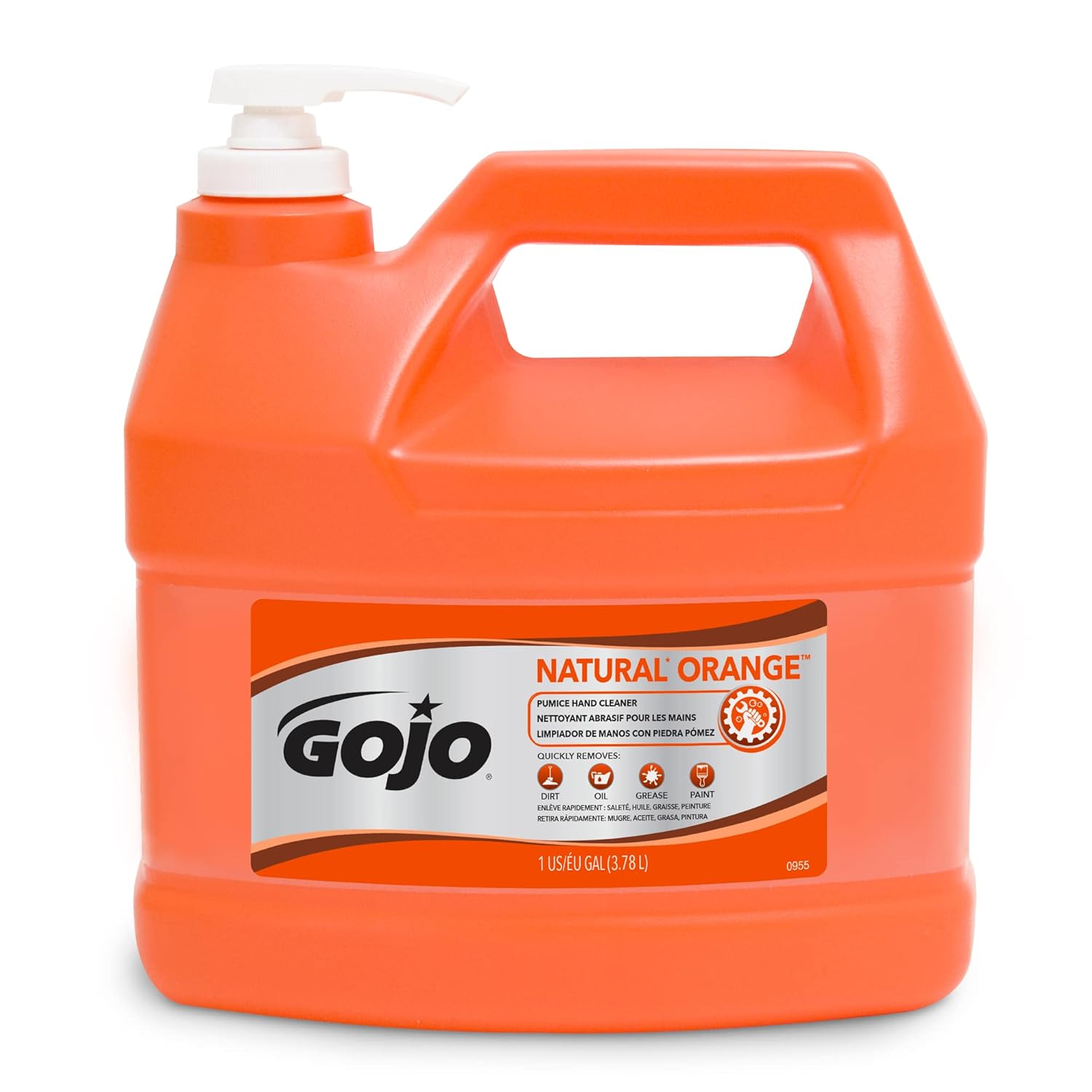 GOJO NATURAL ORANGE Pumice Hand Cleaner, 1 Gallon Quick Acting Lotion Hand Cleaner with Pumice Pump Bottle (Pack of 1) – 0955-02 GOJO NATURAL ORANGE Pumice Hand Cleaner, 1 Gallon Quick Acting Lotion Hand Cleaner with Pumice Pump Bottle (Pack of 1) – 0955-02