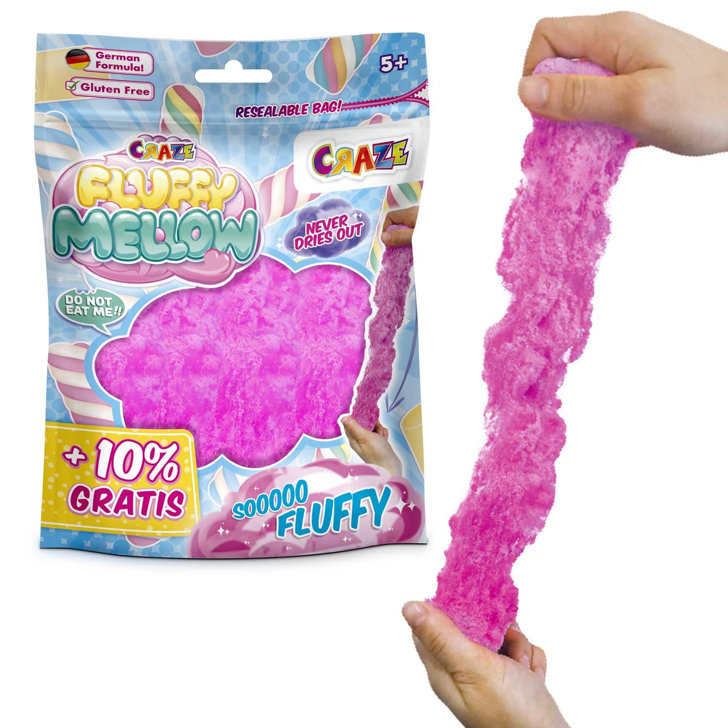 CRAZE Fluffy Mellow puszysty Slime, miękki i łatwy do rozciągnięcia, zabawka przeciwstresowa w torbie 25 g, rzemiosło dla dzieci, różne 4 kolory