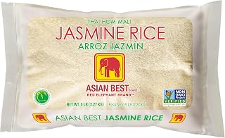 Asian Best Thai Hom Mali Jasmine Rice - Premium Non-GMO Verified, Gluten-Free, Authentic 5lb Resealable Bag