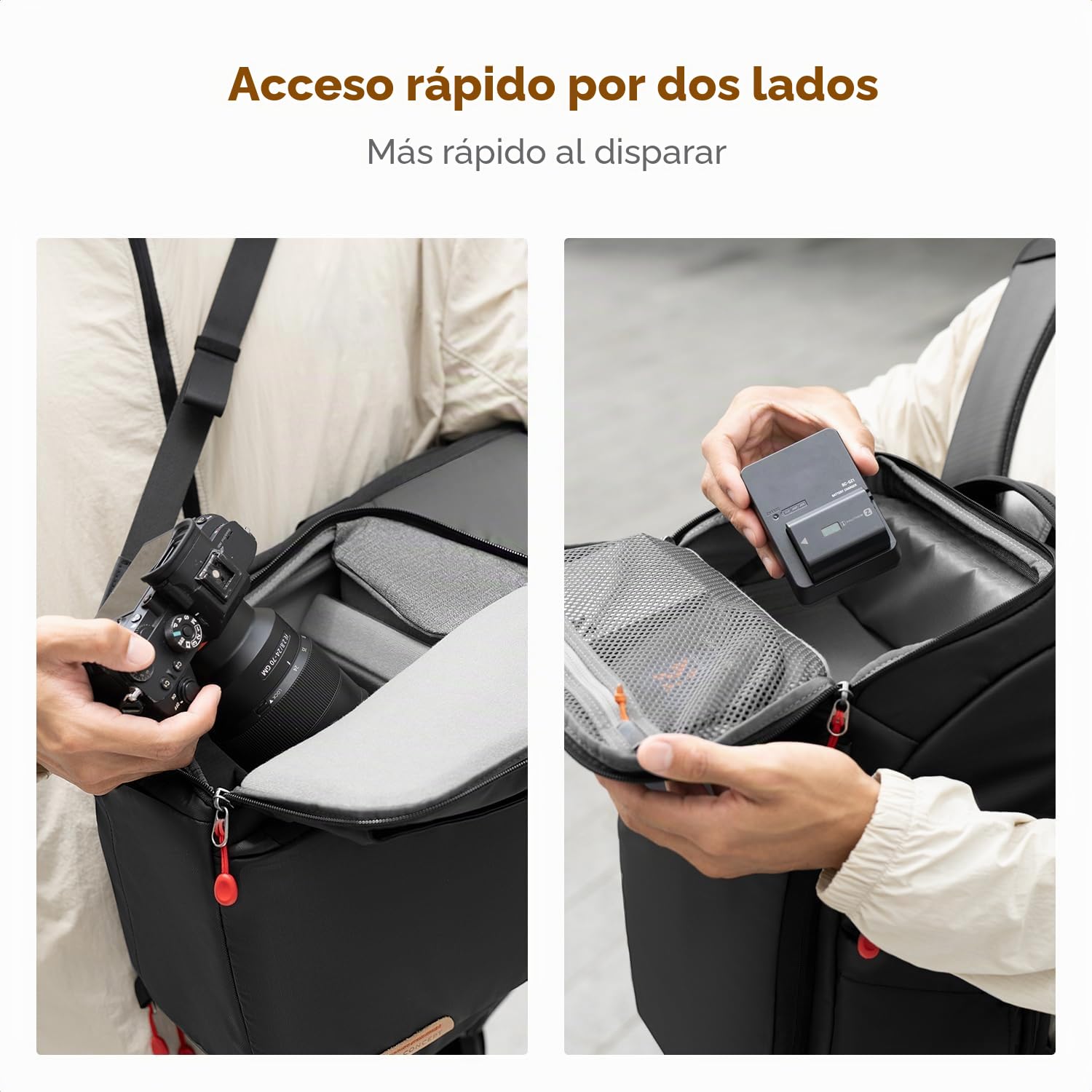 K&F CONCEPT Mochila Cámara Profesional, Bolsa Fotógrafos Cámara Impermeable de Gran Capacidad para Camera Reflex Digital DSLR, Adecuado para viajes al aire libre senderismo fotografía Negro intenso