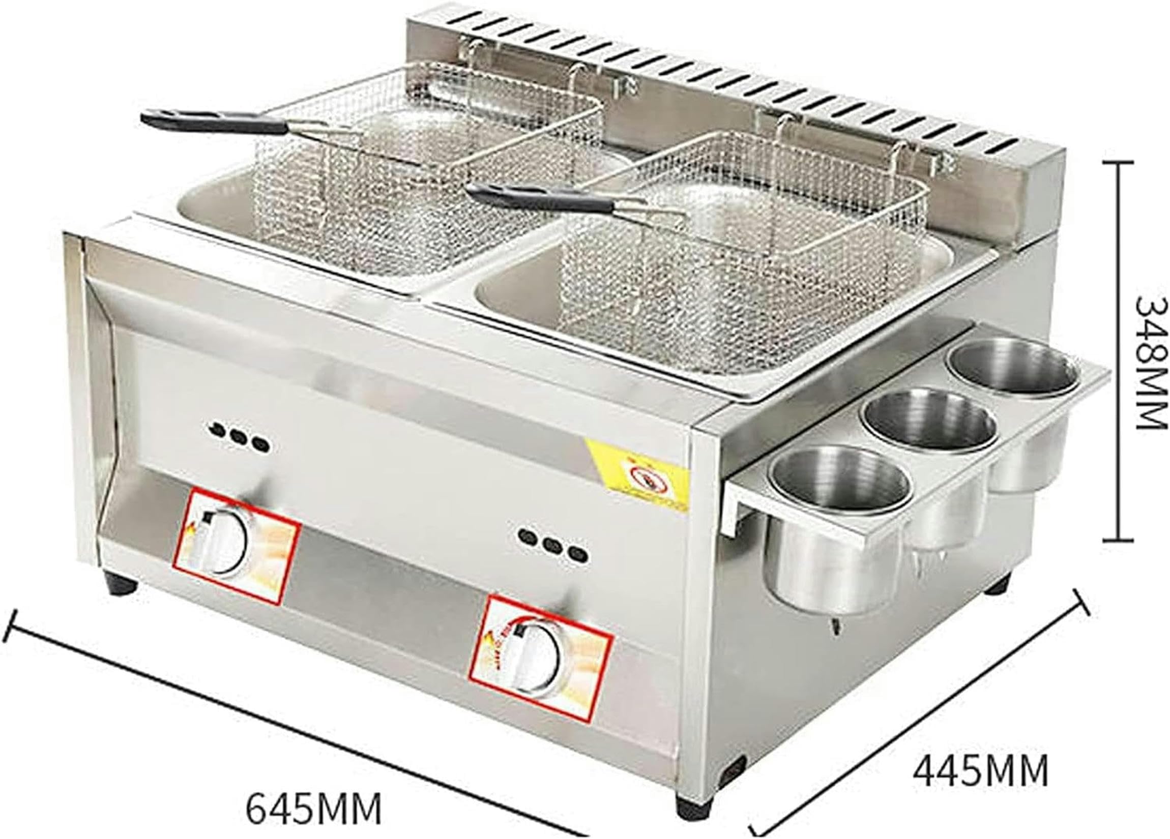 Friggitrice Professionale A Gas da 10 Litri, Regolazione Manuale della Temperatura, in Acciaio Inox, A Infrarossi, con Cestello Rimovibile, per Patatine Fritte