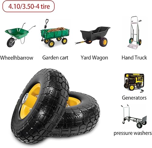 Miniatura 7 de Neumáticos de goma sólida de 10 pulgadas y ruedas amarillas 4.103.50-4 (10 x 3.5) neumático sin plano con rodamientos de 58 pulgadas, neumático de