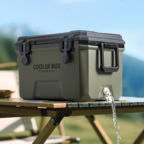 Miniatura 4 de JEKO&JEKO 60/35/25 Enfriador duro portátil con paquetes de hielo, cofre de hielo largo aislado con cierres dobles, abridor de botellas y válvula