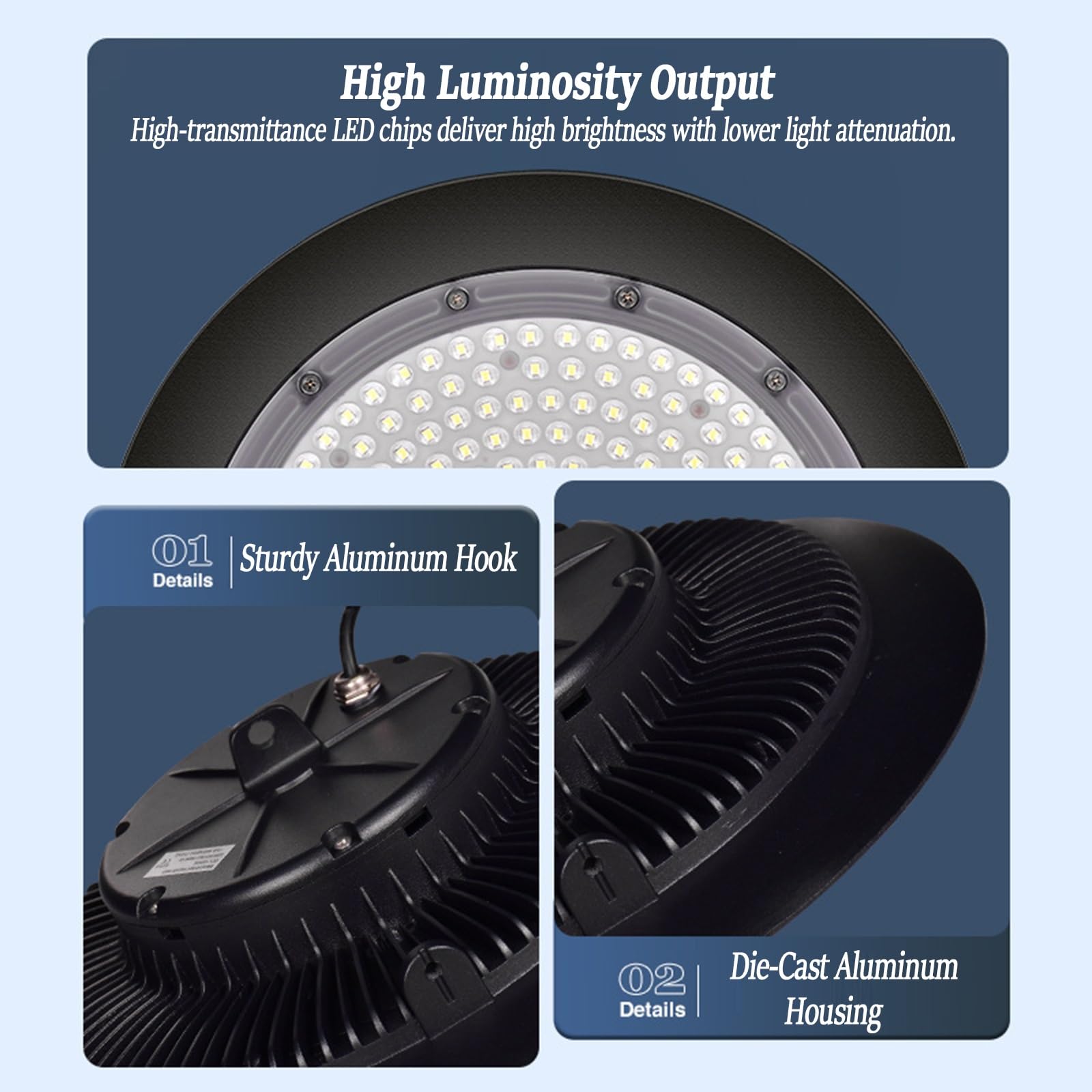 UFO LED High Bay Light 100W 150W 200W 6 Pack ETL CE UL Listed 6000K 22000LM High Bay — view 3