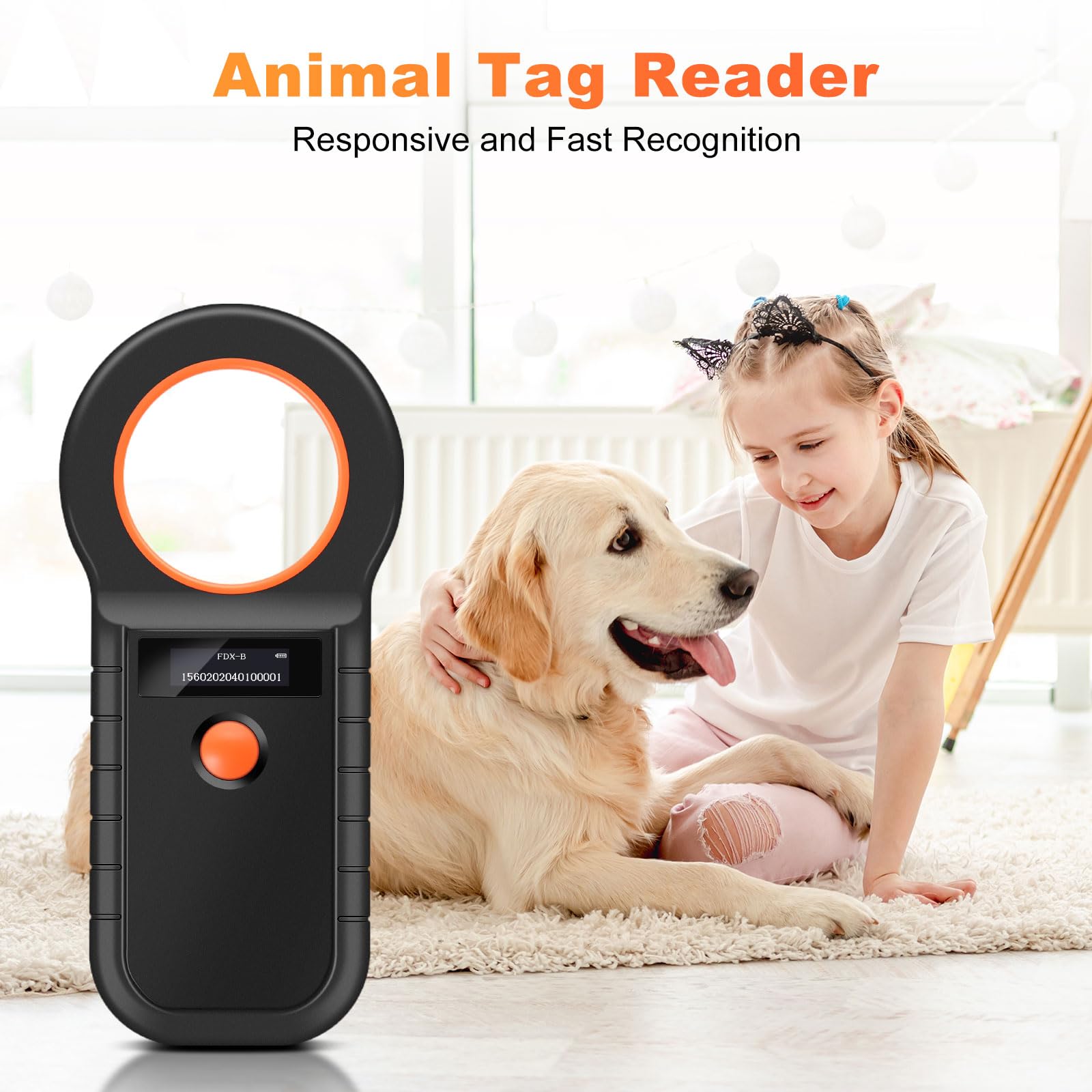 Lector Chip Mascotas OLED Lector, Lector Microchip Animales, EMID/FDX-B (ISO 11784/11785) Escáner Microchip Almacenamiento de Datos Lector Chip para Animal/Mascota/Perro/Gato