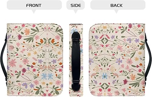 Miniatura 3 de Funda floral para la Biblia, funda de cuero para la Biblia y bolso de la Biblia floral con asa, bolsillos y cremallera, funda de Biblia de gran