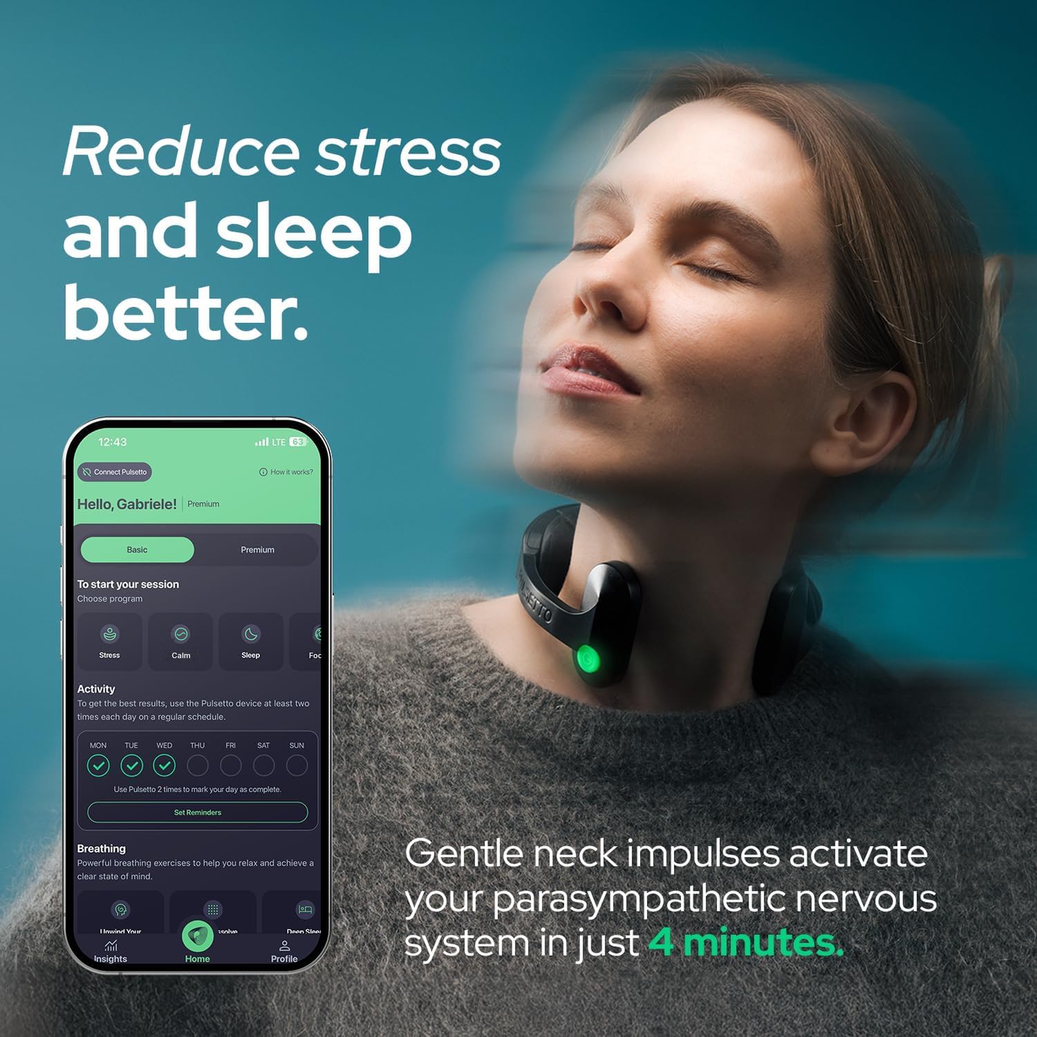 Amazon | Pulsetto FIT 迷走神経刺激装置 より良い睡眠とストレス解消