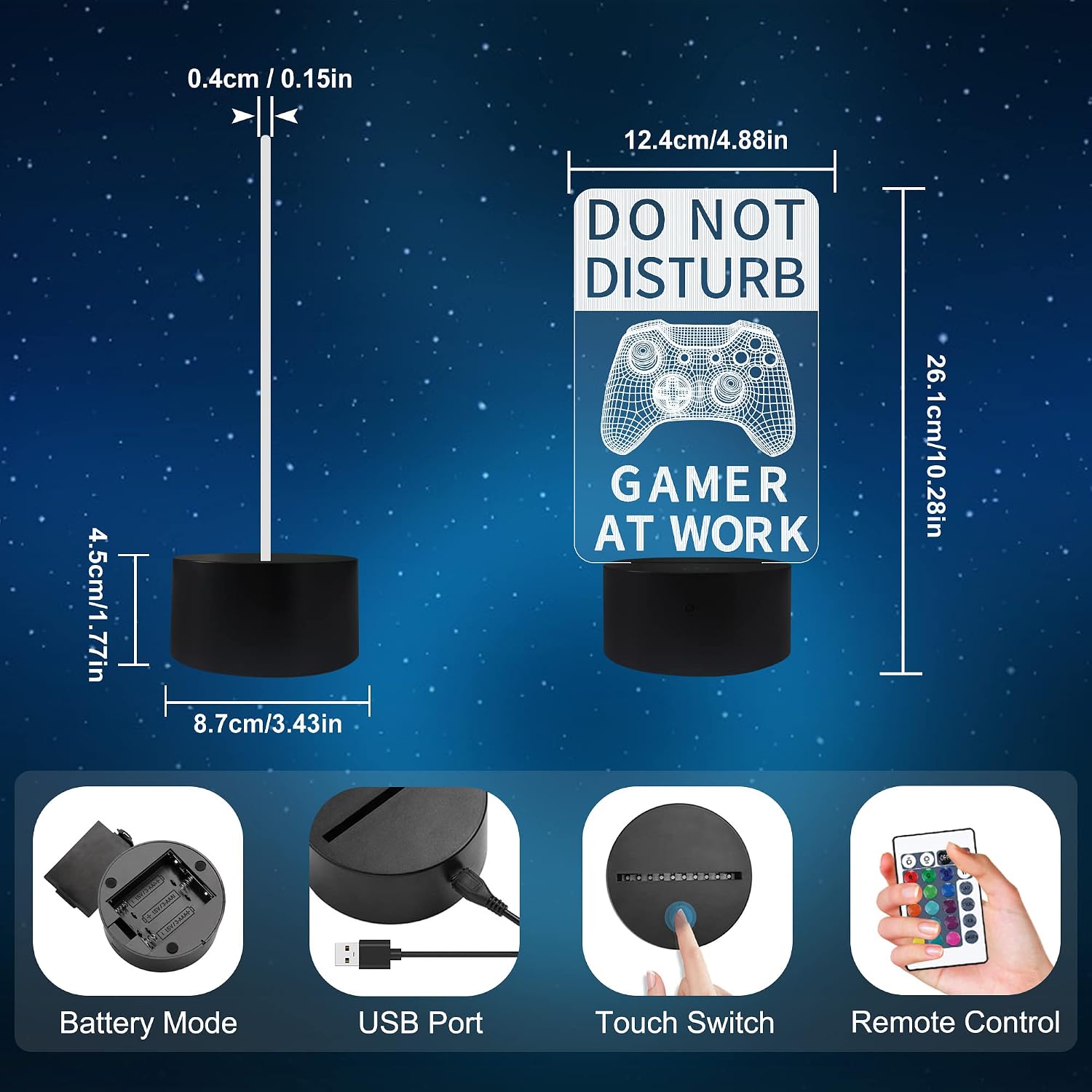 YuanDian Do Not Disturb Gamer at Work Night Light,Gamepad Graphic Video Games Gamer Gift Funny 3D Illusion Lamp 16 Colors Changing Touch & Remote Control for Men Teenagers and Kids