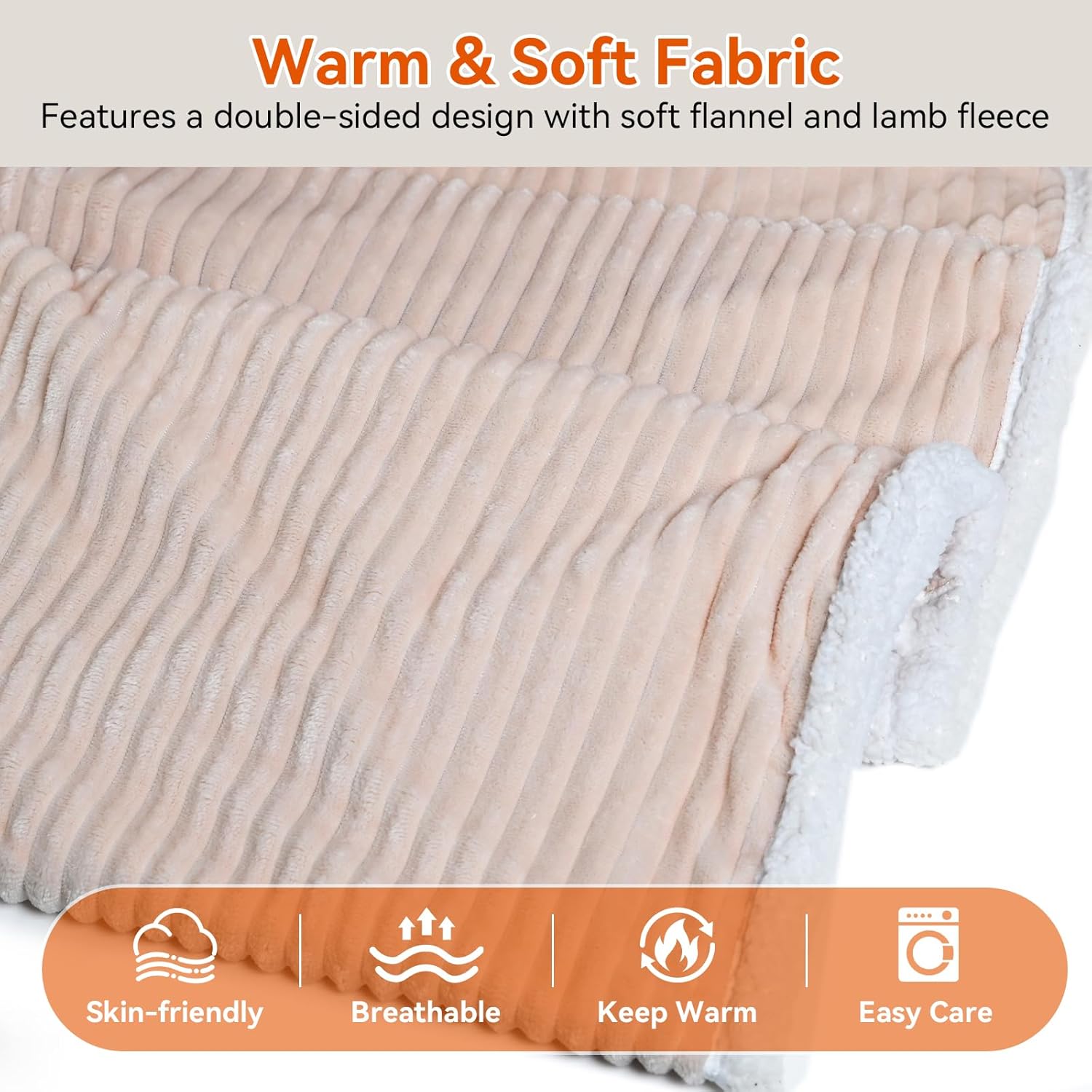Electric Wearable Blanket with Foot Pocket, Heated Throw Blankets for Women, Snuggle Shawl Wraps with Sleeves - Image 5