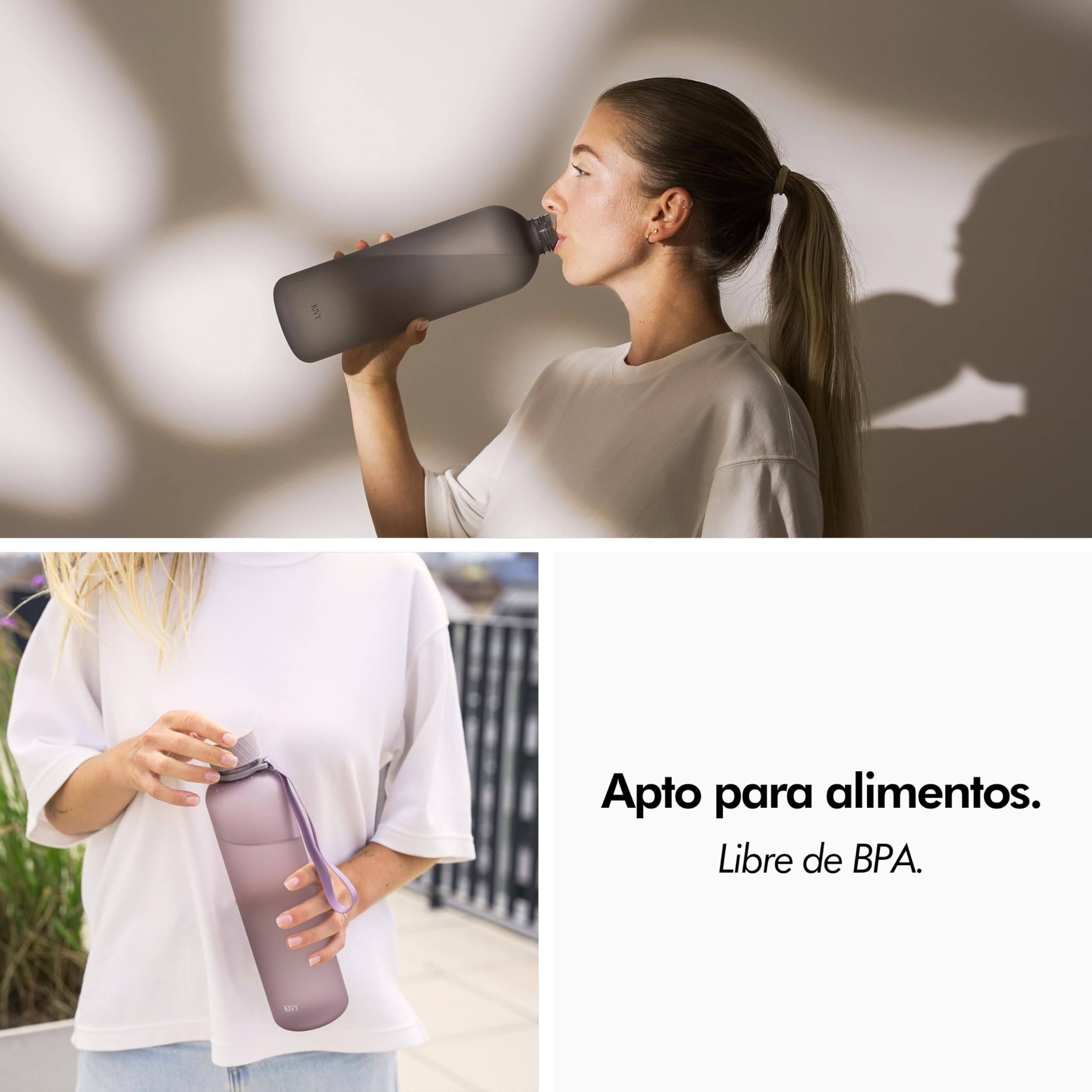 KIVY Botella de Agua Tritan 1,5 L - Estanca & Apto para Lavavajillas - Para Deporte, Gimnasio, Escuela y Oficina - Botella Deporte - Garrafa de Agua para Gym - Botellas Agua 1,5 L -Sin BPA