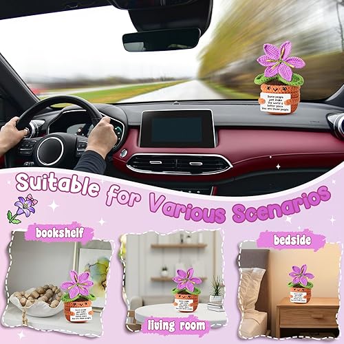 Miniatura 4 de Muñeca de flor de lirio morado de ganchillo hecha a mano con tarjeta de agradecimiento, regalo de agradecimiento para mujeres, amigos, compañeros de