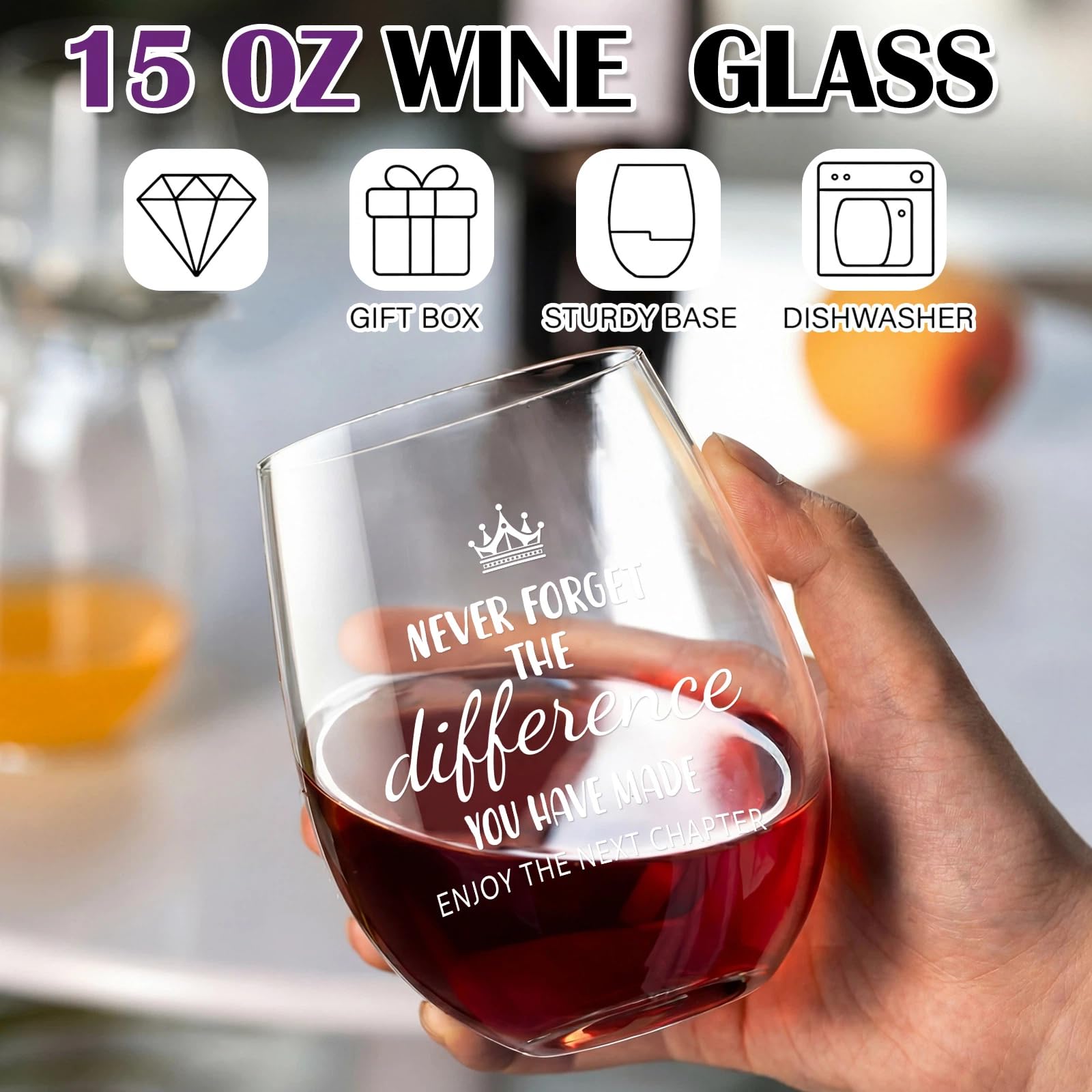 6-Piece Retirement Gift Set for Women with Tote, Wine Glass and Greeting Card