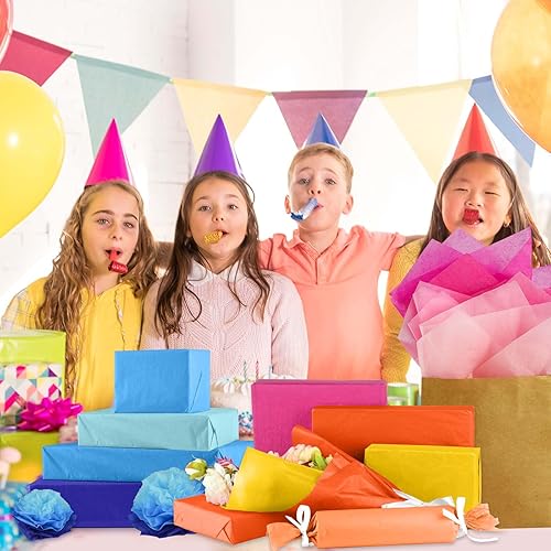 Miniatura 6 de PLULON 60 hojas de papel de seda de colores a granel 8 colores mixtos hojas de papel de seda para envolver papel de crepé papel de seda para arte,