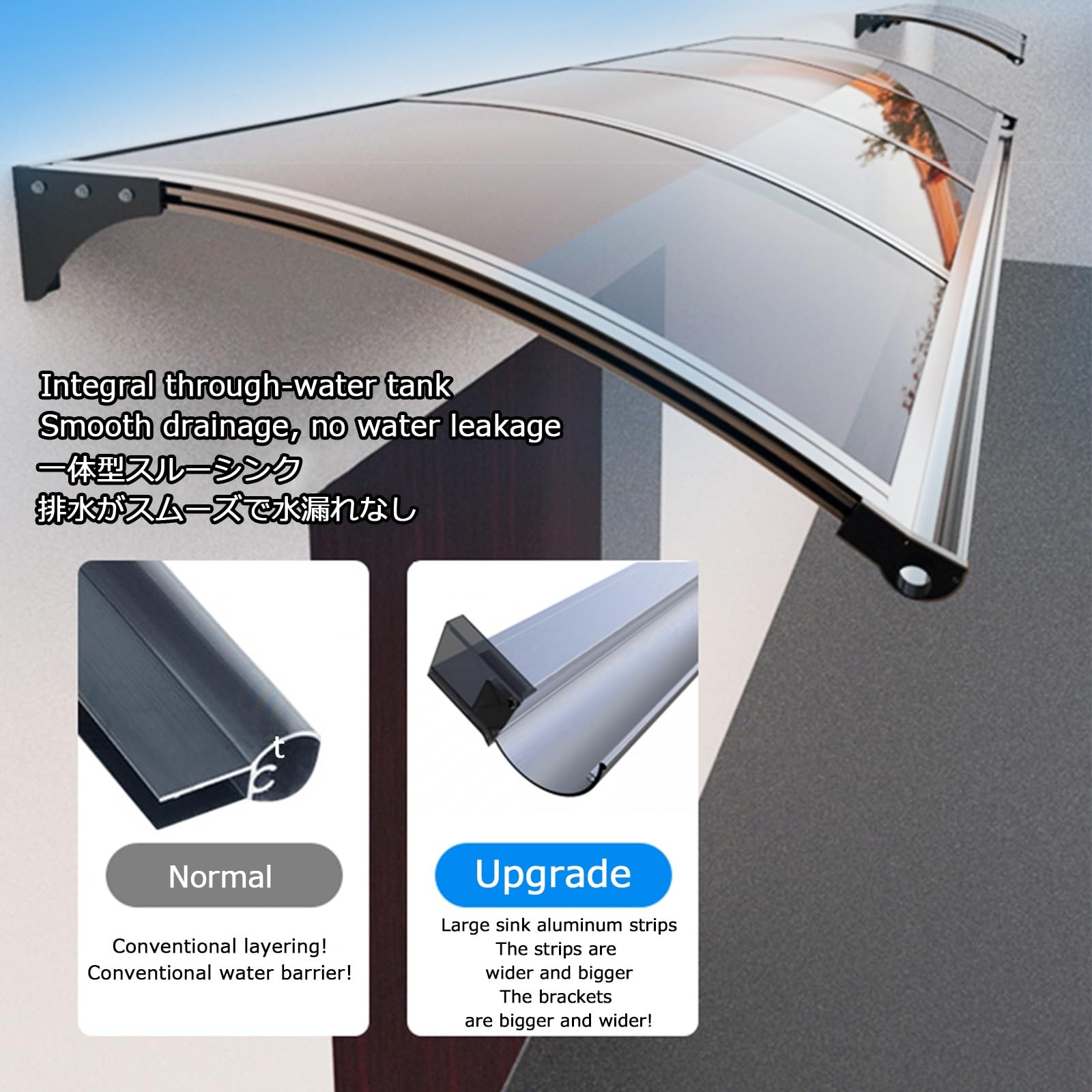 Copertura per porta in policarbonato resistente alle intemperie per esterni (80 x 160 cm), protezione elegante per case e aziende