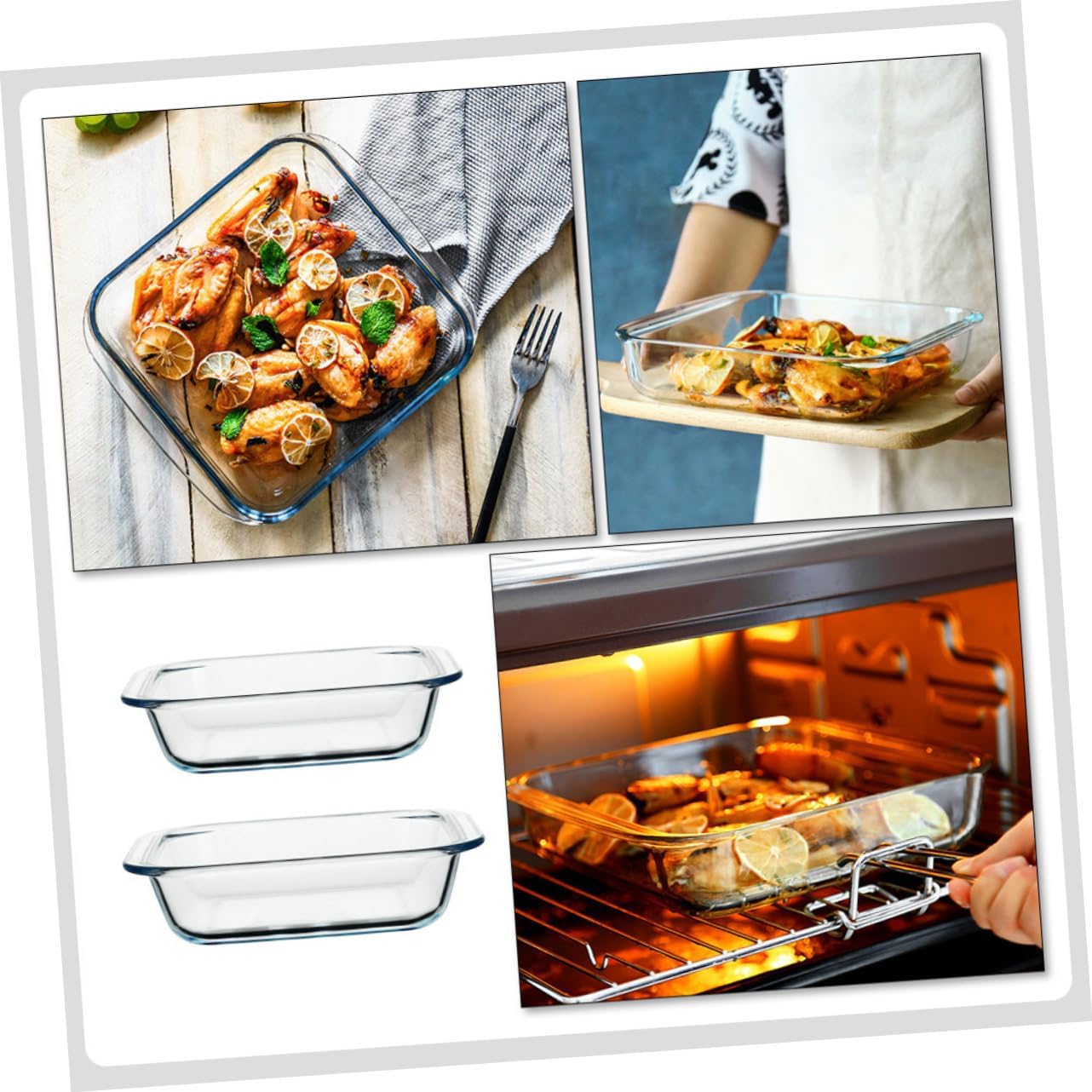 Alipis 2pcs Glass Baking Trays Set Versatile Bakeware for Pizza and Rice Dishwasher Safe Heat Resistant Kitchen Essentials