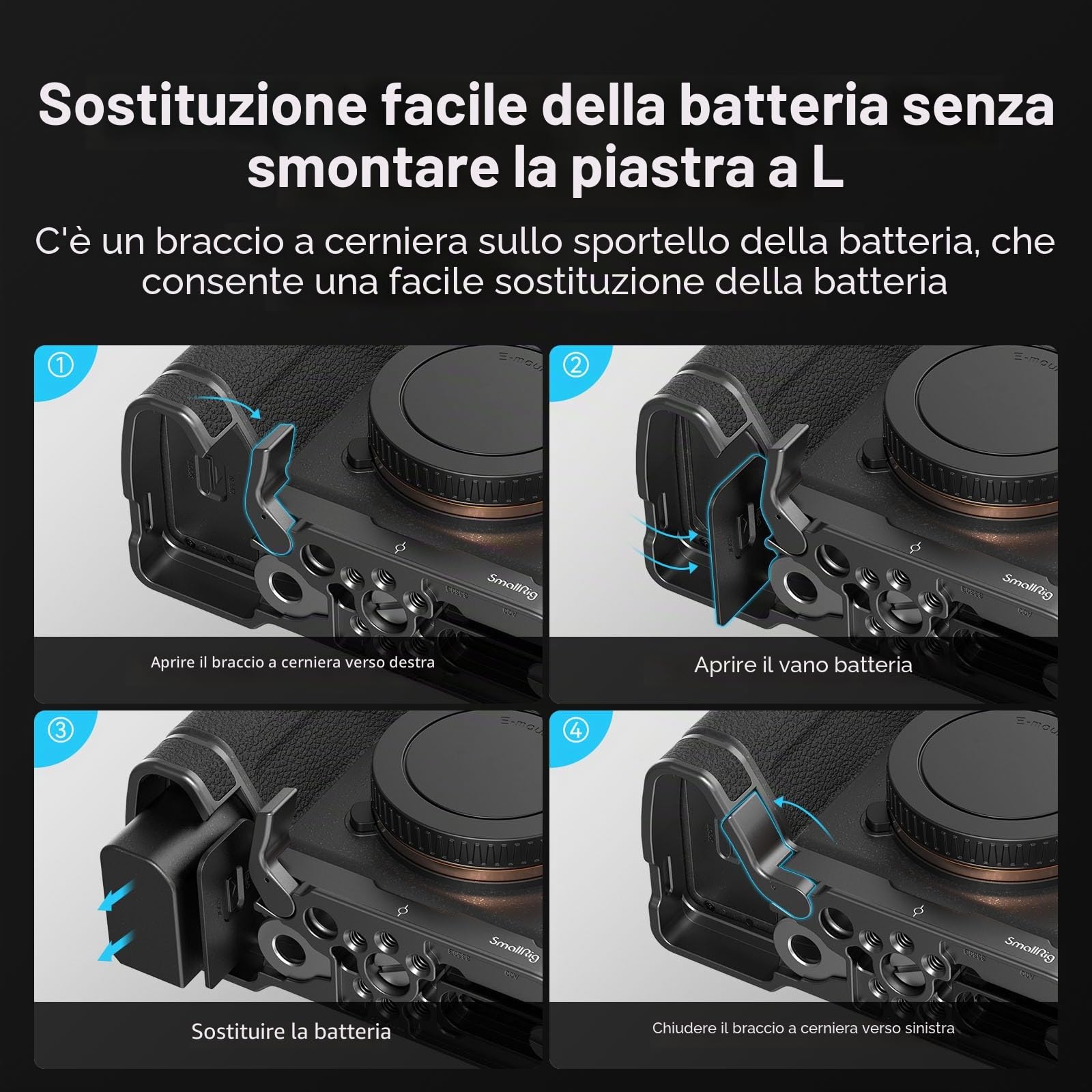 SMALLRIG A7 IV/A7S III/A7R V/A7R IV/A9II/A1 Staffa a L per Arca e per per RS 3 / RS 3 Pro/RS 2/RSC 2, Piastra a L a Sgancio Rapido per Sony A7 IV/A7 SIII/A7R V/A7R IV/A9II/A1-3660B