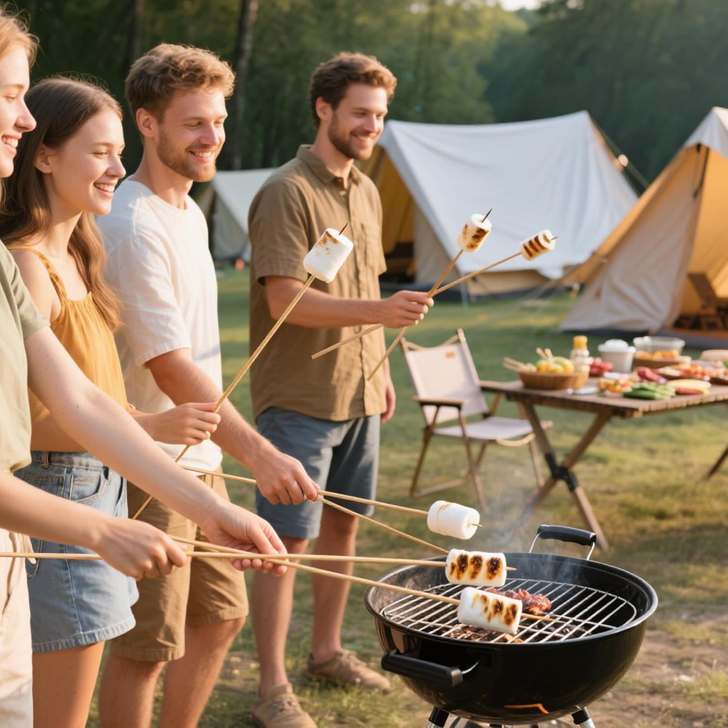 100pcs 36 inch bamboo skewers for marshmallows,s'mores,fire pit,bbq,kabob,grilling, camping.more size choices 6"/8"/10"/12"/36" 36 inch 100