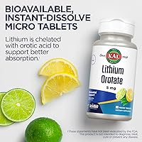 Vista 6 de KAL Orotate de litio ActivMelt 5 mg, litio quelado para una absorción y biodisponibilidad óptimas, apoyo saludable al estado de ánimo, sabor natural