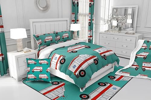 Miniatura 6 de Ambulancia - Manta mullida de franela para niños, manta de forro polar de franela para automóvil de dibujos animados, para todas las estaciones,