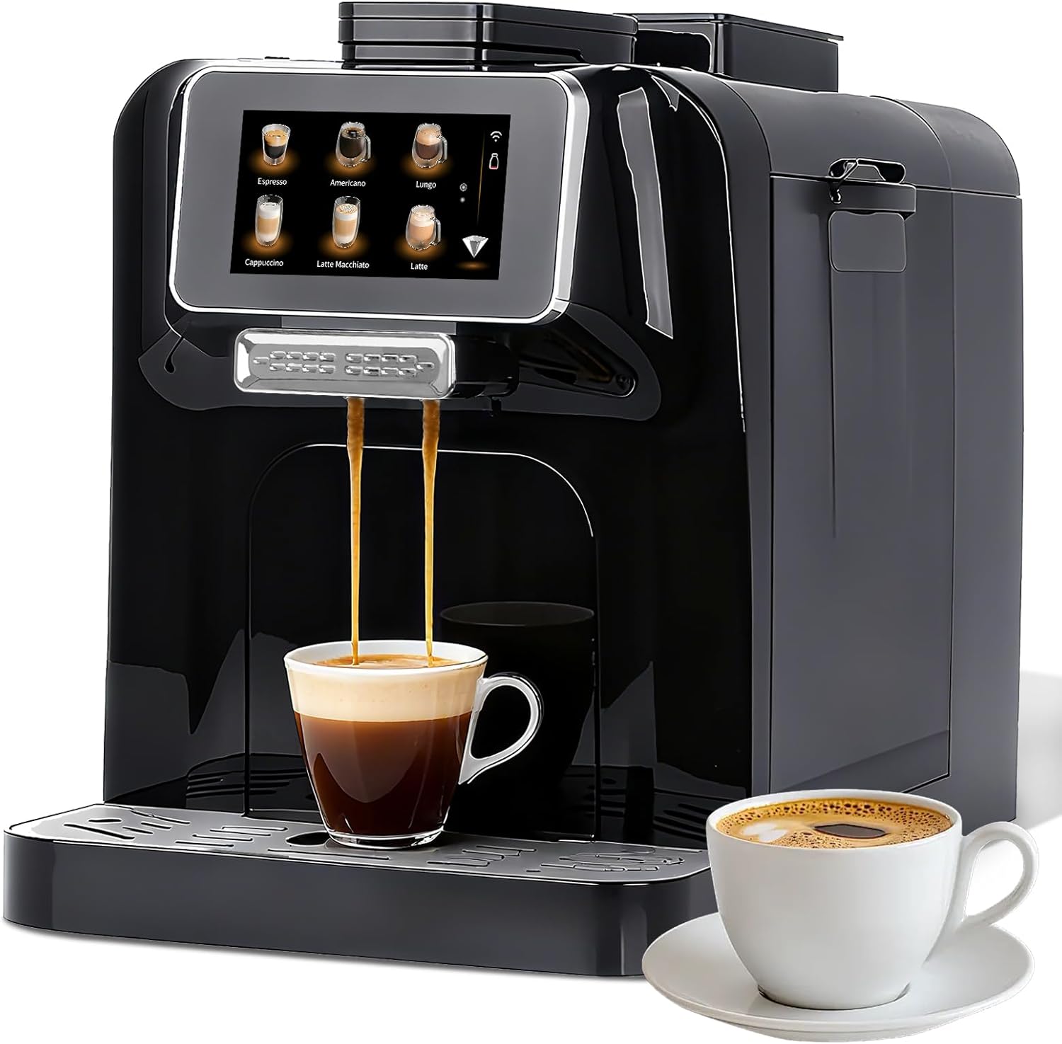 BUSBYR Fully Automatic Espresso Machine with Milk Cooler