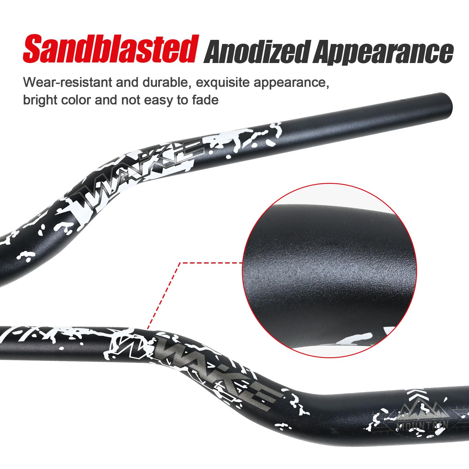 WAKE Manubrio per Bicicletta 31,8mm*720mm in Lega di Alluminio Extra Lungo Largo Manubrio bici 55mm Riser Bar per Bici da Strada Mountain Bike MTB (Nero)
