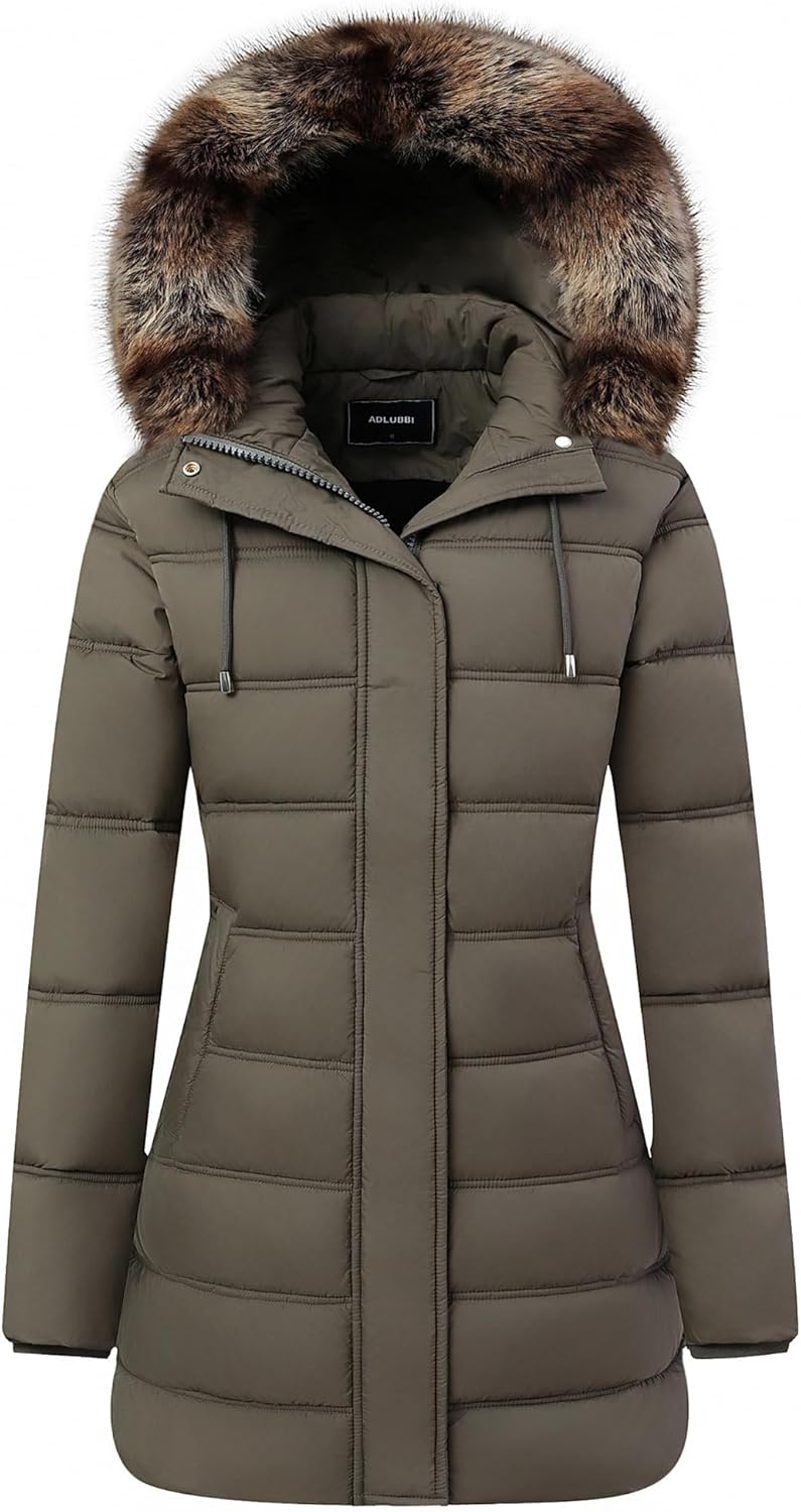 Women's Winter Coat Waterproof Long Puffer Jacket with Detachable Hood