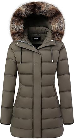 Womens Winter Coat Waterproof Long Puffer Jacket with Detachable Hood