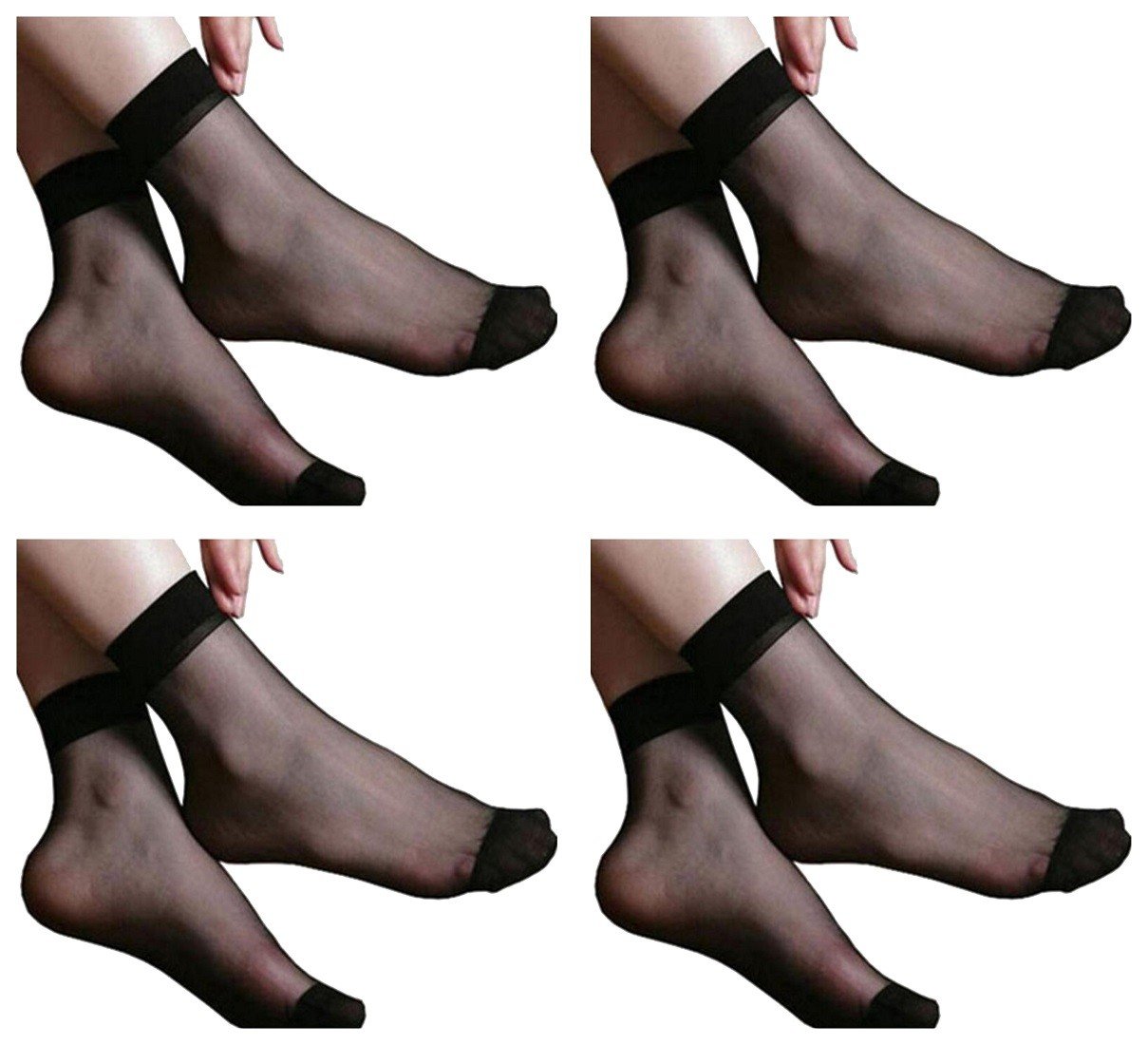 NAWAB Ultra-Thin Black Sheer Net Skin Ankle Length No Show Women/Girl Socks(4 PAIR)-picture-30