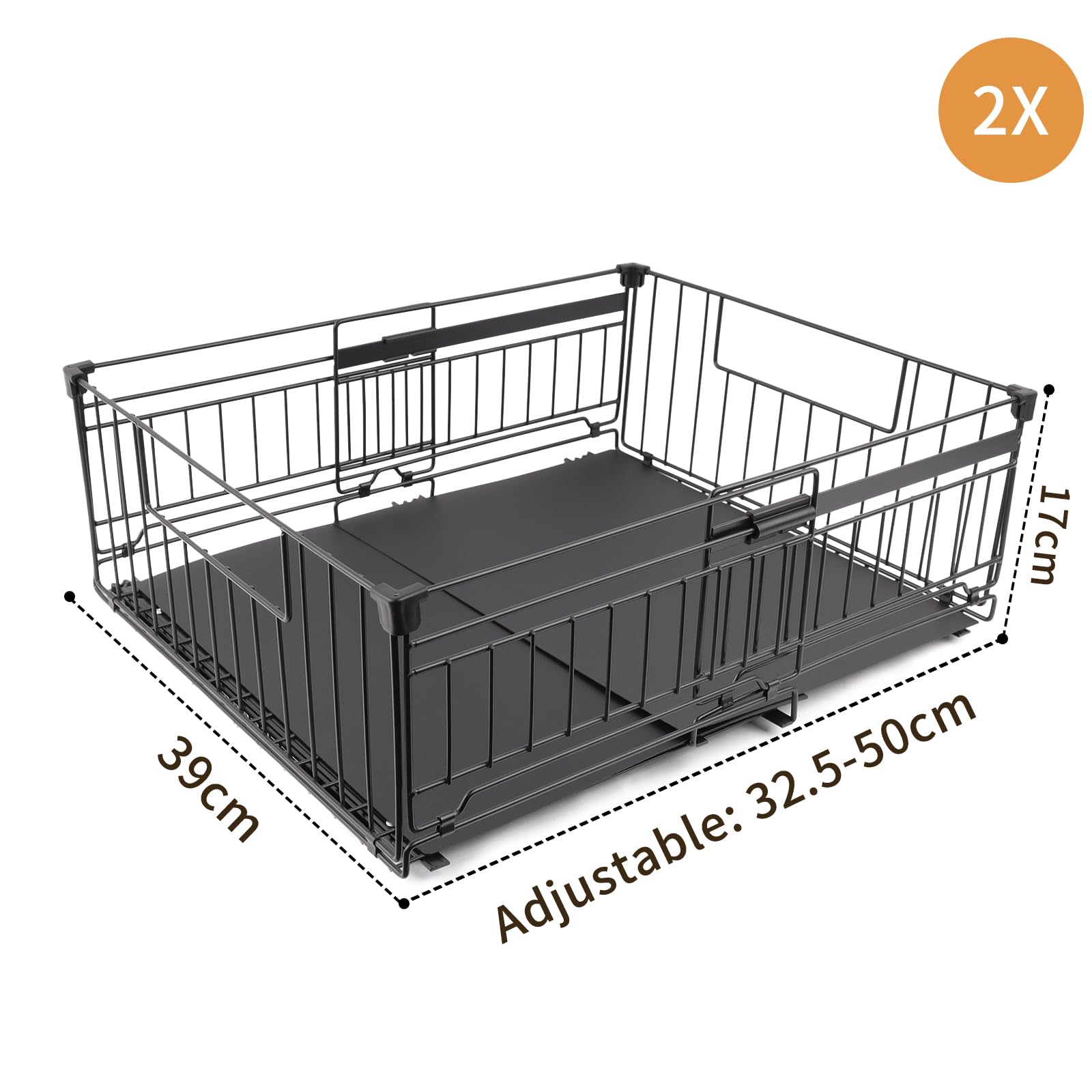 Metalowe szuflady teleskopowe kuchenne bez otworów i śrub, wysuwana szuflada kuchenna mocna naklejka, możliwość rozbudowy 32,5-50 cm