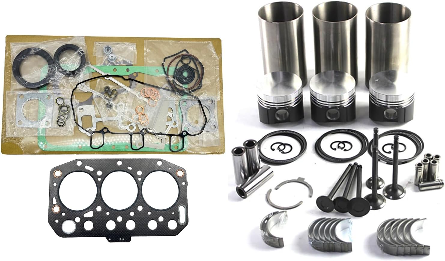 3TNC88 Overhaul Rebuild Kit Compatible with Yanmar Engine B37 Mini Excavator Piston 129001-22081