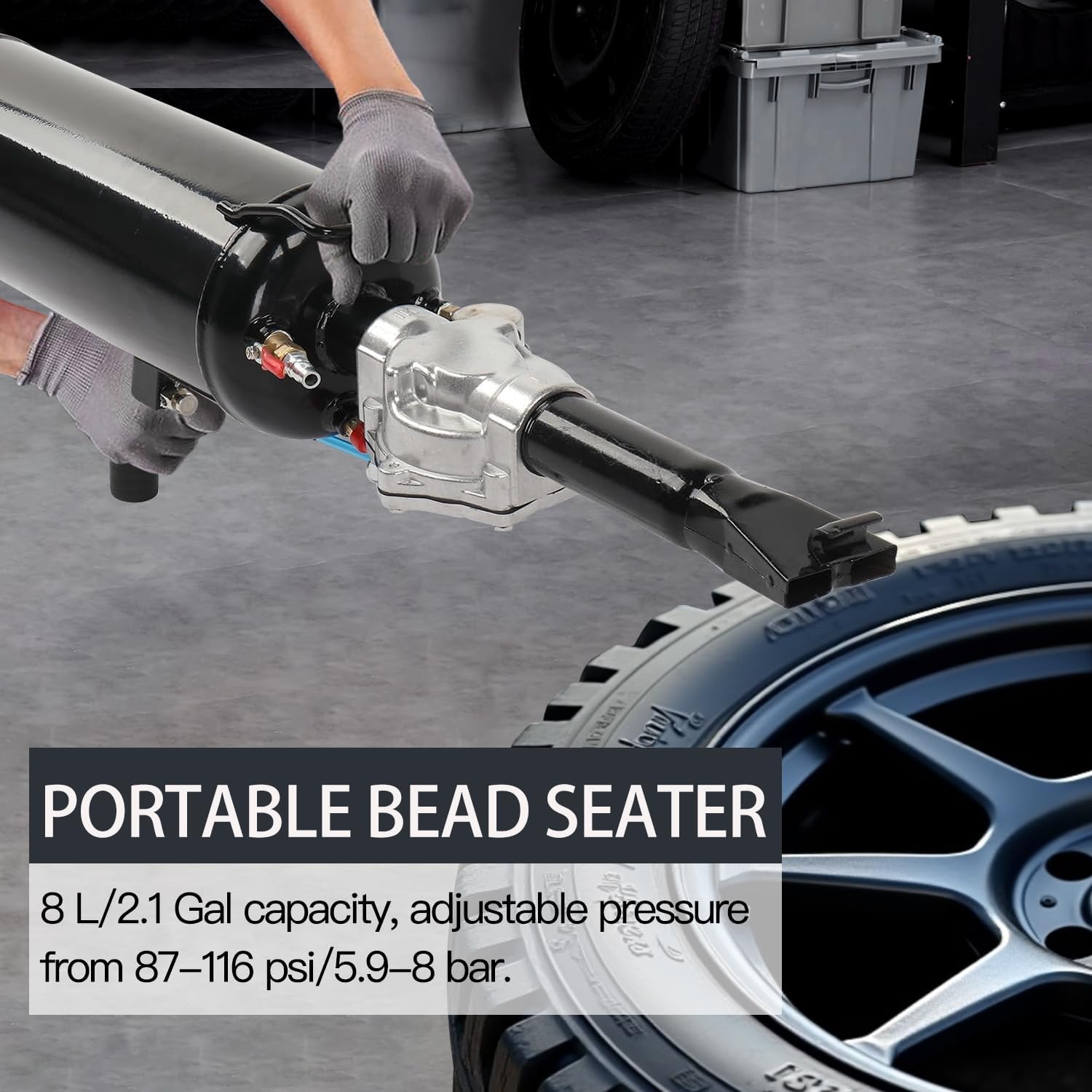 Taelakeni 8L Tire Bead Seater Air Bead Blaster Tool Trigger Seating Inflator for Cars ATV, Black