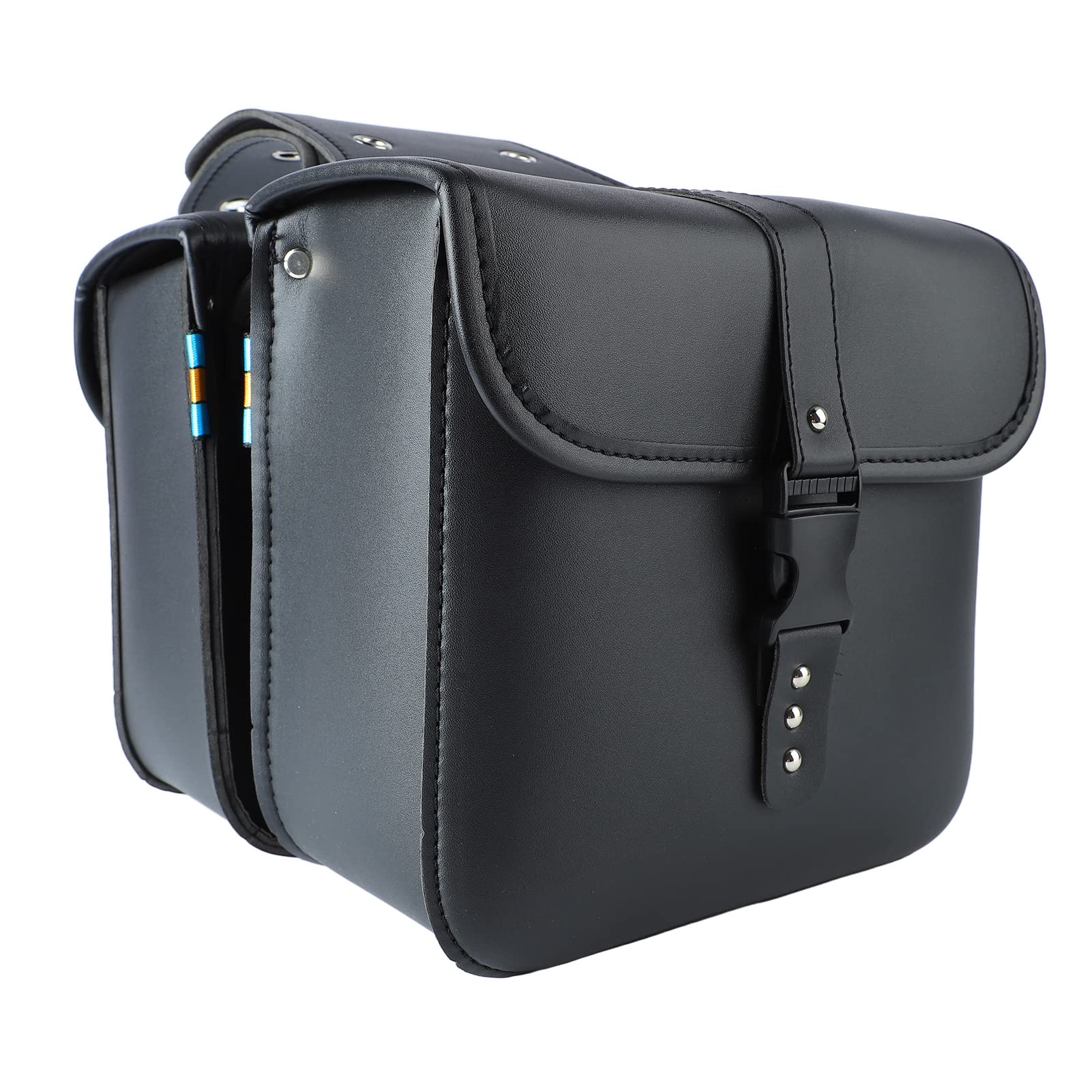 1 Par De Alforjas Moto, Bolsa De Herramientas Lateral De Cuero PU, Bolsas De Almacenamiento, Bolsa De Equipo para Motocicleta, Kit De Alforjas para Motocicleta, Negro para