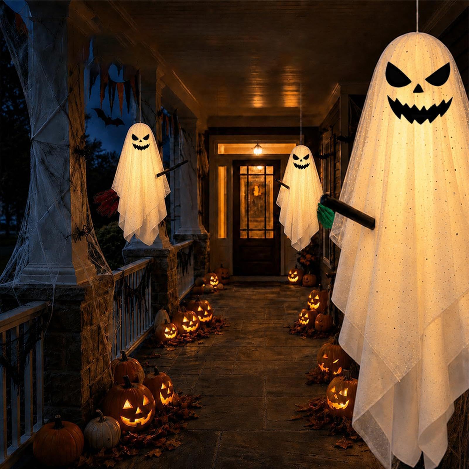 Halloween Duchy Dekoracje Zestaw 3 strasznych latających duchów