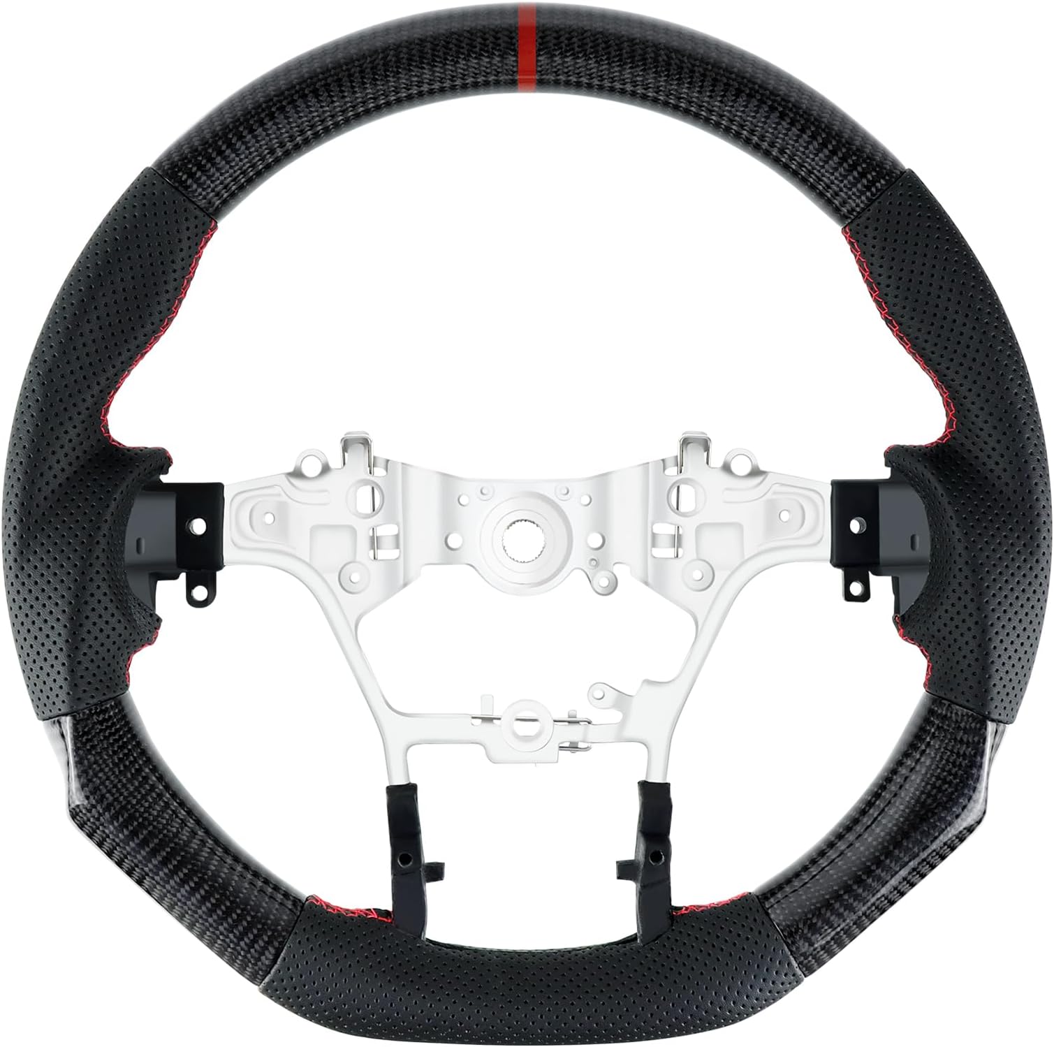 Real Carbon Fiber D-shaped Flat-bottom Steering Wheel Preforated Leather Grip for Toyota Hilux/Revo/Fortuner 2015-2022