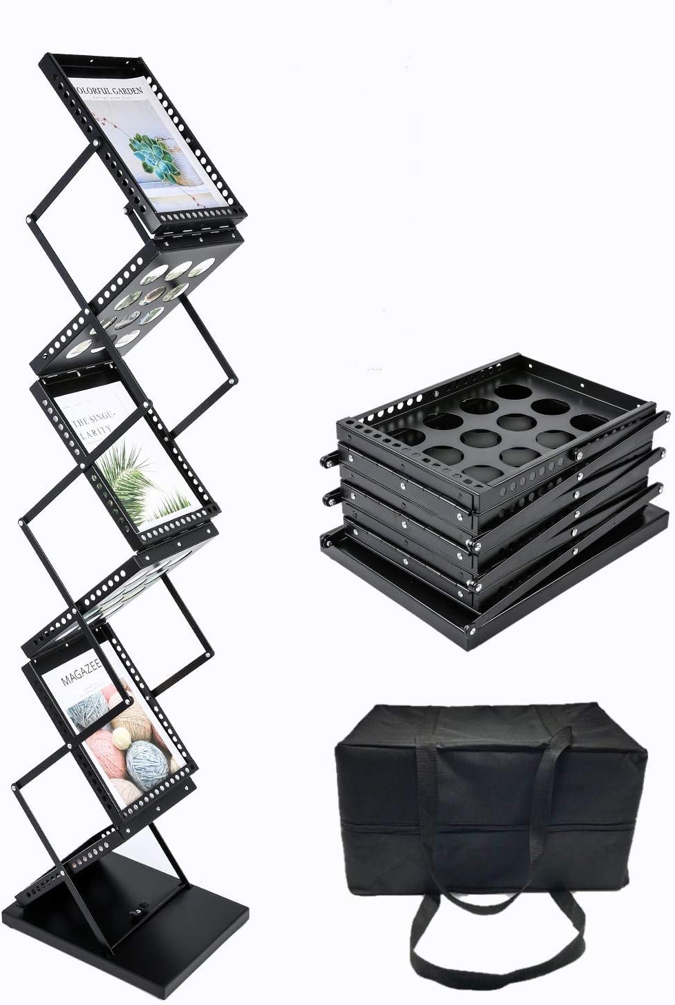 Brochure Display Magazine Literature Stand Pop-up Folding Metal Rack Office Retail Store Library (1 Set, 361F)