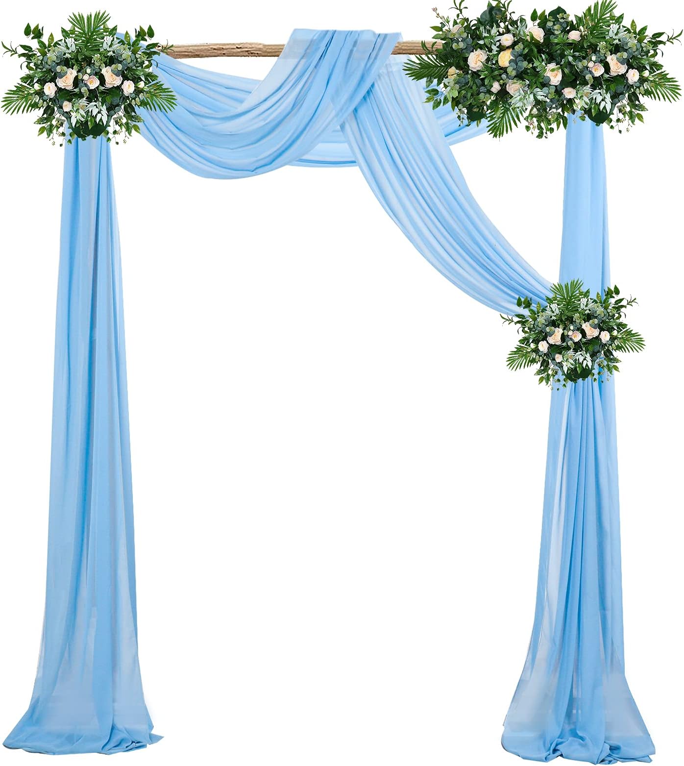 ShinyBeautyChiffon Backdrop Curtain 2 Panel 29x108 Baby Blue Tulle Backdrop Chiffon Backdrop Drapes 5FTx10FT Light Blue Chiffon Backdrop Wedding Chiffon Curtains for Backdrop