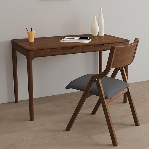 Miniatura 6 de Ball & Cast Juego de 2 sillas de comedor plegables tapizadas, silla de madera plegable paquete de 2, silla de oficina portátil para cocina,